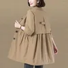 Damesgeulenjassen polo nek single breasted windbreaker vrouwen 2023 Casual vaste kleur slanke fit jas elegant voor t36