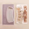 False Nails 24Pcs Detachable Milky Pink Gradient Wearable Long French Ballerina Fake Press On Nail Art Full Cove