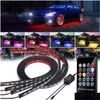 Dekoratif Işıklar 4pcs 12V IP65 Atmosfer Işık Uygulama Kontrolü Akış Renk RGB LED Şeridi Araç Altında 90 120 150 Tüp Yırtılma Underbo Dhwgj