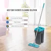 MOPS Flat Squeeze Mop med snurrhink Handfri Wringing Floor Cleaning Microfiber Mop Pads våt eller torr användning på lövlaminat 230818