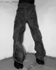 Herenbroek Fashion Casual punk jeans voor mannen 2023 American Street Clothing Black Wide Been Pants Ins Hip-Hop Losse passende jeans voor vrouwen die vrouwen overtreffen Z230819