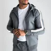 Herrspårar 2023 Spring Autumn Casual Sports Set Hooded Zipper Cardigan Hoodie and Sweatpants Two Piece Man Fashion Jogger