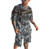 Tracki męskie Summer Men Trend Trend Trend Trensu 3D Drukuj ponadzaporne kontrastujące kolorowe koszulki Suit Suit Casual Beach Stule Sport