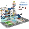 Diecast model elektrische baan parkeerbouw auto speelgoed racetrein voor kinderen geschenken mechanisch avontuur hersentafel game 230818