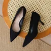 Zapatos de vestir Negro Punta estrecha Bombas de oficina poco profundas para mujer Tacones altos básicos 3 cm 5 cm 7 cm SlipOn Diseñador coreano Antideslizante Ligero EVA 230818