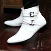 Botas de luxo em couro chelsea masculino vestido branco casual top top strap sapatos formais motocicleta 230818