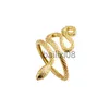 Band Rings JZ1030 Personlig mode Golden Snake S925 Silver Ring unisex överdriven öppningsring J230819