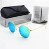 Rétro 50mm Mode Verre Protection Or Femmes Rondes UV400 Lunettes De Soleil Hommes Cadre Bleu Flash Haute Nouvelle Lentille 1pcs Qualité Noir Cas dtbdzb