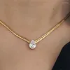 قلادة قلادة ماء CZ Stone Herringbone Necklace Stainless Steel Minimalist المجوهرات الأنيقة المقاومة للماء