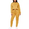 Zweiteilige Hosen im Herbst und Winter, die einfarbige Farbe Offener Navel langhältiger Kapuzenpullover Frauen Overalls Ski Womens