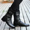 Laarzen wnfsy winter puntige teen heren middencalf buckle strap chelsea laars voor mannen lederen high top man schoenen 230818