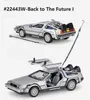 Aircraft Modle Welly 1 24 Diecast Alloy Model Car DMC-12 Delorean Back To the Future Time Machine Metal Toy Car for Kid Toy Gift Collection 230818