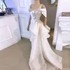 Vestidos de fiesta de noche blancos africanos de lujo largo 2023 sin hombros con cuentas de cristal sobrefalda Dubai mujeres vestido de boda Formal