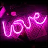 Party Decoration Led Creative Neon Light Sign Love Heart Lamp Valentines Day Anniversary Home Decor Night Gift Drop Delivery Garden Fe Dh1Ue