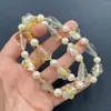 Chaînes Collier élégant imprimé de fleurs en verre vintage