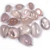 Pendanthalsband 1pc Natural Stone Rose Quartz Oregelbundna rosa kristall charm för smycken som gör DIY utsökta halsbandstillbehör gåva