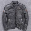 Herenjacks Fashion Biker Vintage Echt lederen jas Slim 100 Natural Cowhide Coat Real Motorcycle Clothing 230818