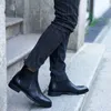 Boots Men Classic Chelsea Solid Color Leather Square Toe Wear Fashion Business Casual Party European American Shoes 230818