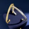 Bangle Hangke Ny design guldfärg zirkonarmband armband för kvinna manschetter rostfritt stål märke smycken dropshipping j230819