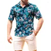 Camisas casuais masculinas Chili Tropical Print Hawaiian Shirt for Men | Manga curta Summer Aloha Beach