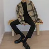 Hommes chandails automne coréen Plaid tricoté pull Cardigan Harajuku mode tendance simple boutonnage manteaux mâle ample décontracté col en v