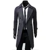 Masculino de lã mistura de casaco de trincheira dupla de peito de alta qualidade moda de moda casual fit
