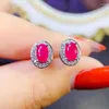 Saplama küpeleri doğal gerçek yakut oval küpe 4 6mm 0.6ct 2pcs Taş 925 Sterling Gümüş İnce Takı T236161