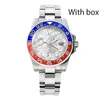 시계 남자 고급 시계 자동 기계 배트맨 GMT Pepsi Sapphire Luminous Wristwatch 904L 스테인리스 스틸 골드 컬러 워치 밴드가있는 상자 남성 운동 시계