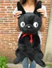 School Bags Girl cartoon black cat plush doll bag women cute personality funny fur backpack 230818