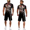 Survêtements pour hommes chevalier templier impression 3d T-shirt ensemble Cool à manches courtes Style rétro Streetwear deux pièces été survêtement tenue