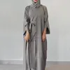 Etnik Giyim 3 Parça Abaya Set Kadınlar Uzun Müslüman Elbise Fas Kafan Durumları Ramazan İslam Kebaya Kameez Dubai Türkiye