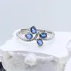 Кластерные кольца 3 мм 4 мм натуральное синее сапфировое кольцо для вечеринки 925 Silver Brirhday Gift Girl Girl Friend