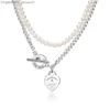 Pendentif Colliers Mode Luxe collier designer hardwear bijoux en forme de coeur chaînes à double pont avec des colliers de perles pour les femmes parti Rose Z230819