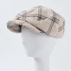 2023 nouveaux bérets hommes Sboy casquette béret laine chapeau Plaid femmes marque hiver printemps bec de canard chapeaux bérets