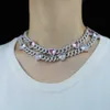 Pendant Necklaces Iced Out Bling Cubic Zirconia 11mm Miami Cuban Link Chain Hearts Necklace Pink Heart CZ Charm Choker Jewelry Hiphop For Women J230819