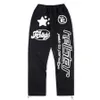 Hellstar Path to Paradise Sweatpants Sweats Foam Elastic Band para homens calças clássicas Flame Star Letter Priper Troushers American Hip Hop Bell Bottoms Smlxl