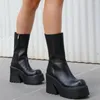 Bottes plate-forme cheville chaussures pour femmes Goth gothique mode mi-mollet femmes femme 2023 hiver marque INS