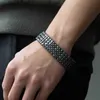 Smycken 4 rader med svart pläterad sier mens tennisarmband moissanite