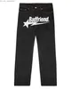 Pantalones de hombre Y2k jeans hombres hip-hop estampado de gran tamaño pantalones negros moda retro casual punk rock suelto recto pierna ancha Pantalón ropa de calle Z230819