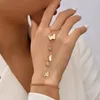 Bracelets de link Butterfly Wrist Chain Rings for Women Gold Pingled Pingente Casual Jóias Decoração