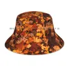 Berets Fall Foliage Beanies Knit Hat Autumn Leaves October Forest Brown Many Model Structure Background Texture Brimless