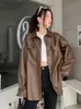 Damenjacken Tawaaiw Streetwear Brwon Coffee PU Leder Frauen Kleidung Single Breace Frühling Damen Außenbekleidung Schichten Koreanischer Stil 230818