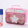 Cosmetic Bags Cases High Quality Fashion Waterproof Reverse Sequin Insulated Kids Girls Boy Lunch Box Glitter Tote Bag Cooler Picnic Pouch For Food 230818