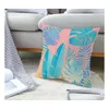 Cushion/Decorative Pillow Leaf Decorative Pillows Case Blue Cushion Er Home Decor Linen For Sofa Light Grey Purple Drop Delivery Garde Dhhbj