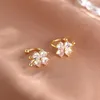 Backs Earrings KOFSAC Cute Exquisite Zircon Lucky Clover Clip Girl Fashion 925 Sterling Silver Jewelry Glamorous Ear Women Gifts