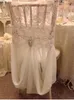 Länk för grädde Organza Ruffles med rosa band Romantisk vacker stol Sash Chair täcker bröllopsdekorationer leveranser ZZ