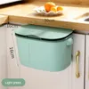 Storage Bottles Wall-mounted Trash Can Free Slide With Lid Kitchen Waste Bin Home And Utensils White Hanging