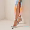 Dress Shoes Ins style Glitter Crystal Women Pumps Sexy Ankle strap Rhinestones Bowknot Wedding High heels Fashion Summer Party Prom Shoes