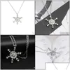 Pendant Necklaces Snowflake Charms Crystal Christmas Pendants Jewelry For Women Sweater Necklace Drop Delivery 2021 Baby D0L Dhw3C