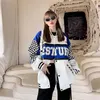 Jackets femininos Bomber Coat Spring Letra de outono impressão Hip Hop High Street Baseball Outwear Bordides Varsity Racing Unisex 230818